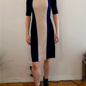 Belstaff Black and Blue Knit Colorblock Dress Size L